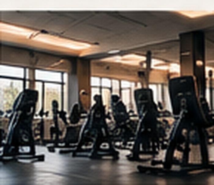 Modern fitness floor with training equipment
